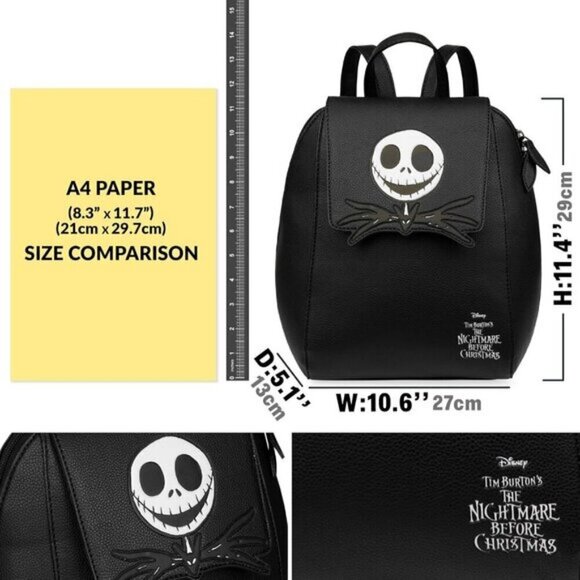 ⚡Women Teens Black Nightmare Before Christmas Mini PU Leather Travel Bag main image 5